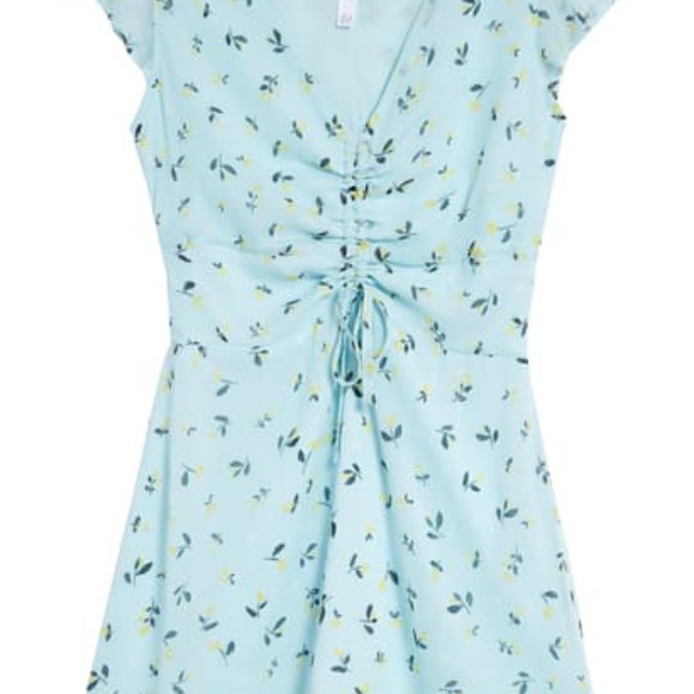 LEITH Ladies Blue Glow Nina Floral Dress - Size XXS